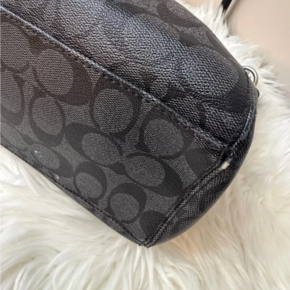 Coach F18917 Peyton Signature Tote Black Grey Logo Handbag Bag